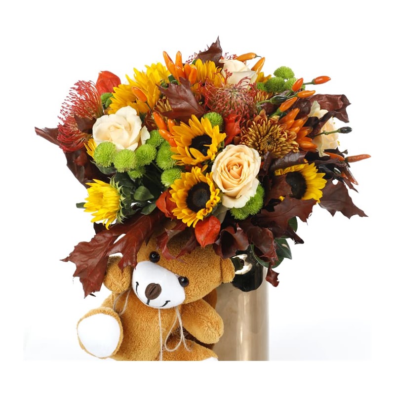 Luxury Arrangement & Sweet Teddy Bear Autumn
