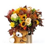 Luxury Arrangement & Sweet Teddy Bear Autumn