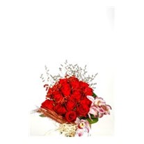 Hot Red Roses in Vase