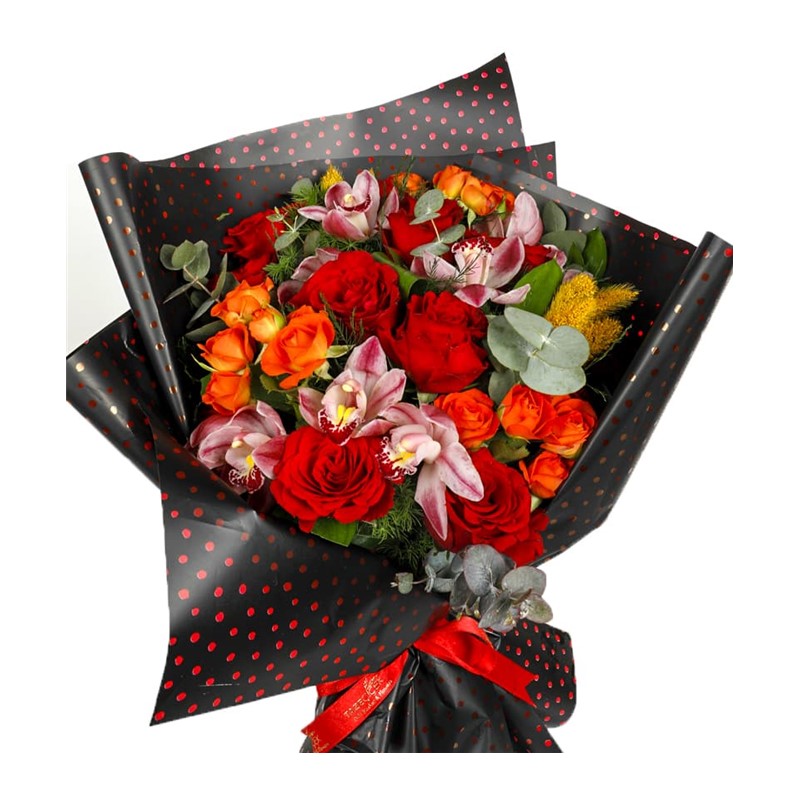 Ravishing Red Roses & Spidyum Orkide Buketi