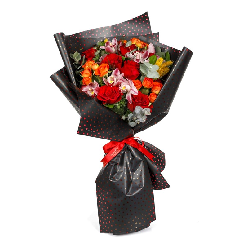 Ravishing Red Roses & Spidyum Orkide Buketi