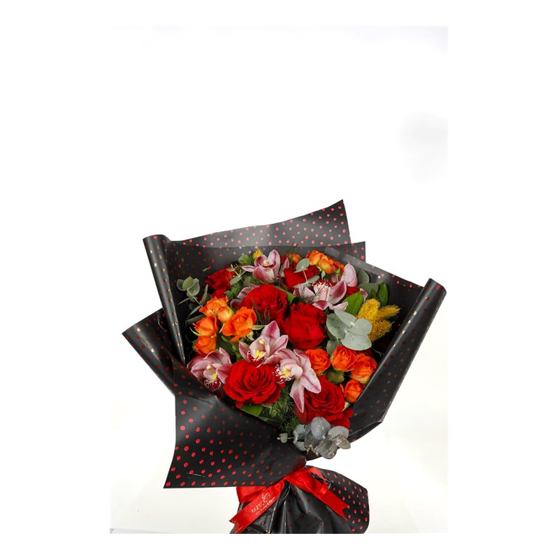 Ravishing Red Roses & Spidyum Orkide Buketi