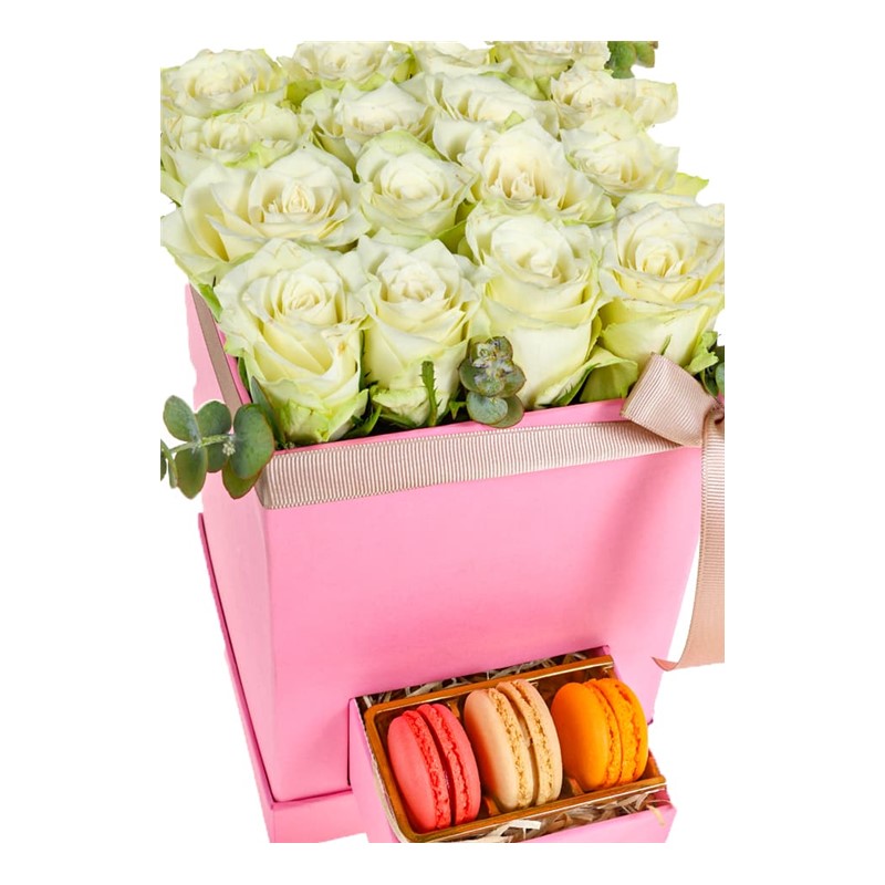 White Rose İn Pink Box Makaron