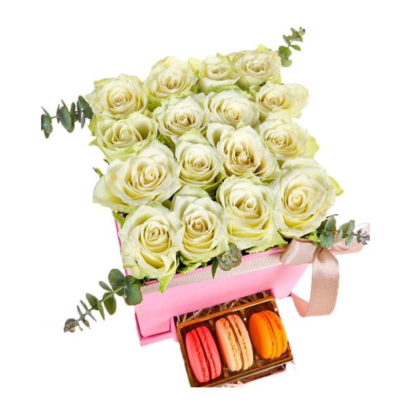 White Rose İn Pink Box Makaron