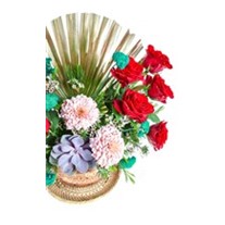 Red Rose In Gold Vase