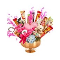 Vase Of Rose And Chocolates