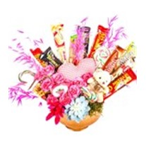 Vase Of Rose And Chocolates