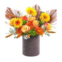 Orange Flowers In Gray Box
