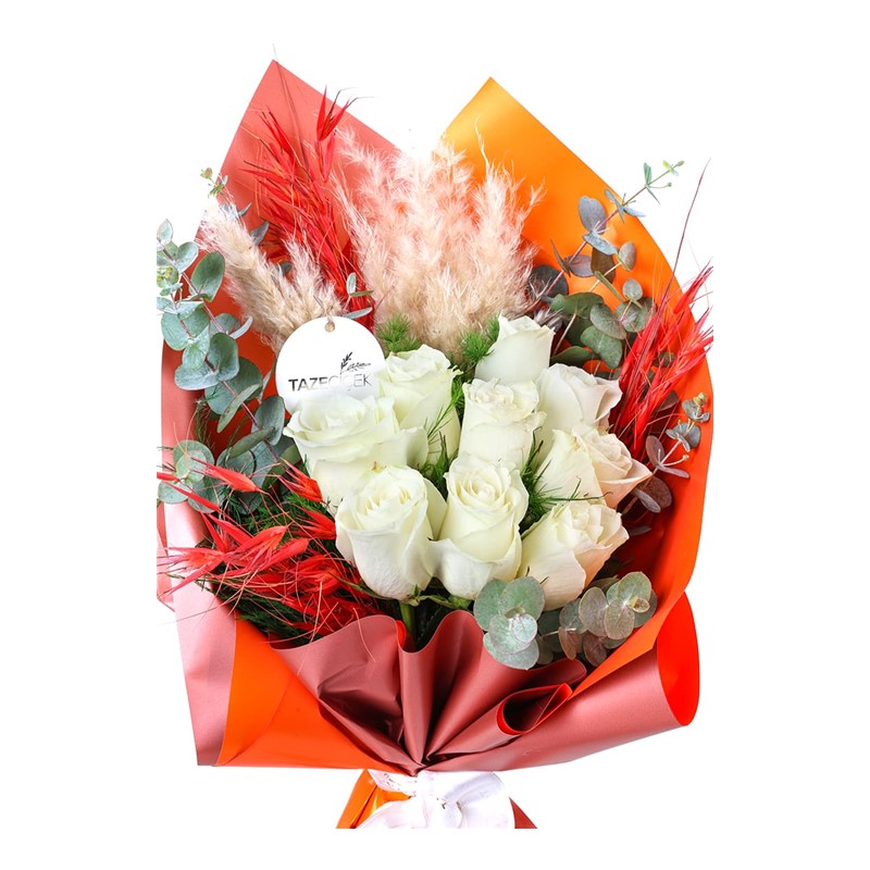 Infinite Elegance 9 Beyaz Gül Buketi