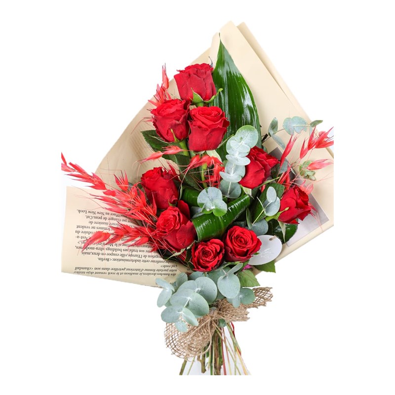 Scarlet Elegance 9 Kırmızı Gül Buketi