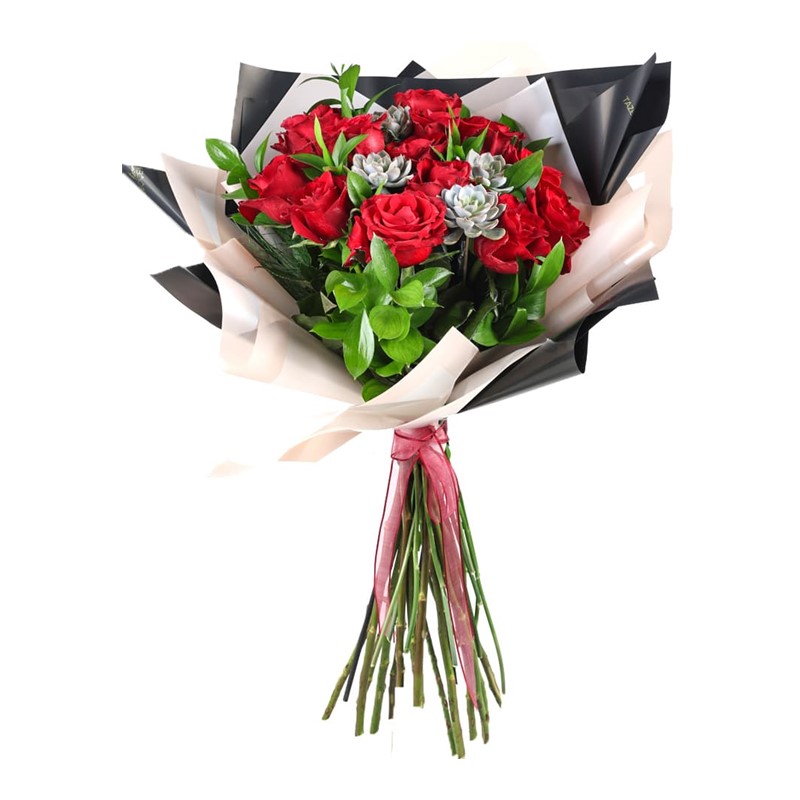 Succulent Of Red Rose