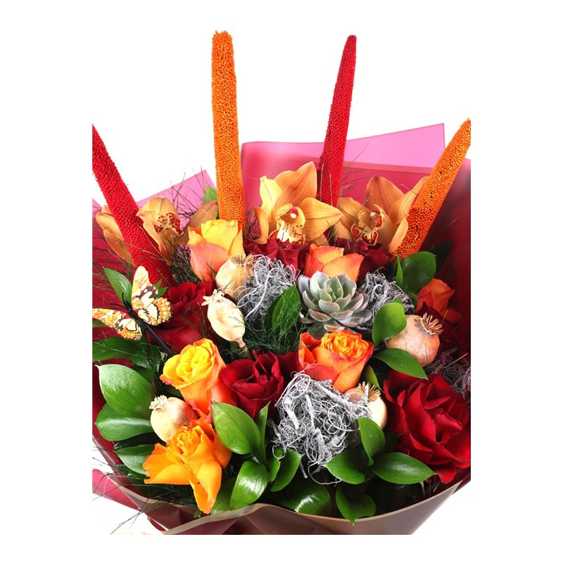 Orange Or Red Rose Bouquet