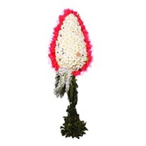 Mutluluklar Beyaz Gerbera Tek Katlı Çelenk