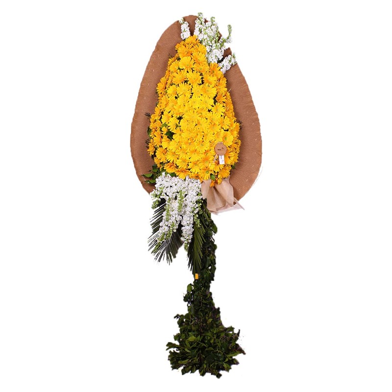 Renkli Kutlama Sarı Gerbera Tek Katlı Çelenk