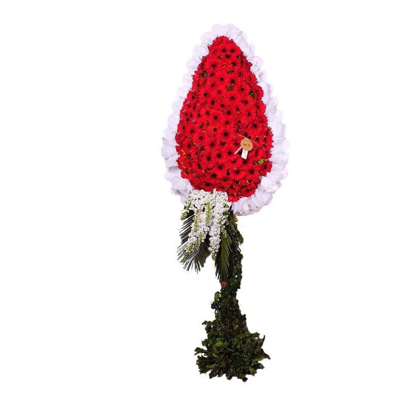 Görkemli Kırmızı Gerbera Tek Katlı Çelenk