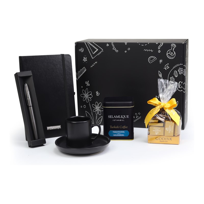 Kişiye Özel Defter & Kalem & Fincan & Çikolata & Kahve Hediye Kutusu
