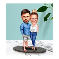 Kişiye Özel Fotoğraflı Karikatür Mutlu Çift 1 Tasarımlı Biblo