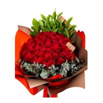 Two Hearts & One Story 50 Kırmızı Gül Buketi