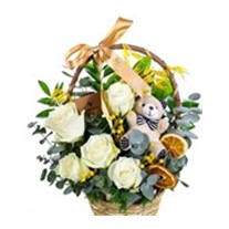 Pure Heart 5 Beyaz Gül Sepeti