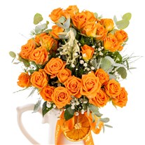 Orange Bloom Seramik Sürahide Turuncu Güller