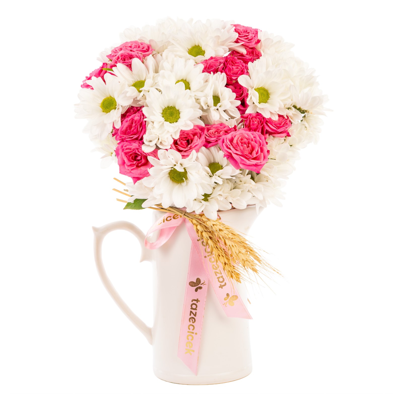 Pink Charm Seramik Sürahide Papatyalar