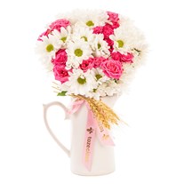 Pink Charm Seramik Sürahide Papatyalar