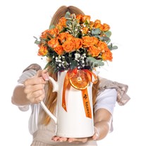 Orange Bloom Seramik Sürahide Turuncu Güller