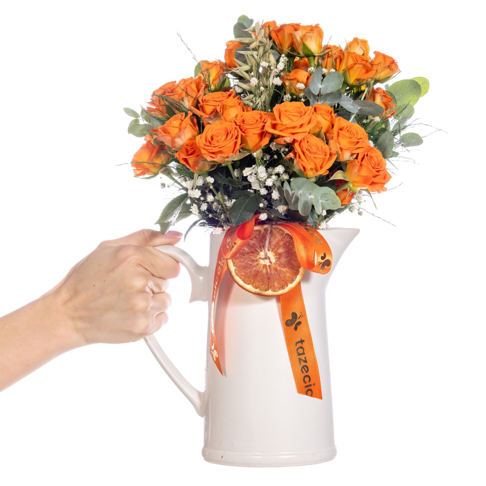 Orange Bloom Seramik Sürahide Turuncu Güller