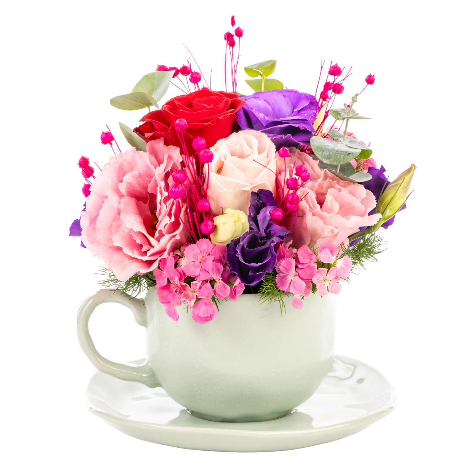 Joyful Cup Gül & Lisyantus Aranjmanı