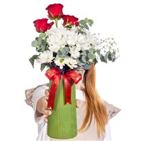 Scarlet Love Papatya Gül Vazosu