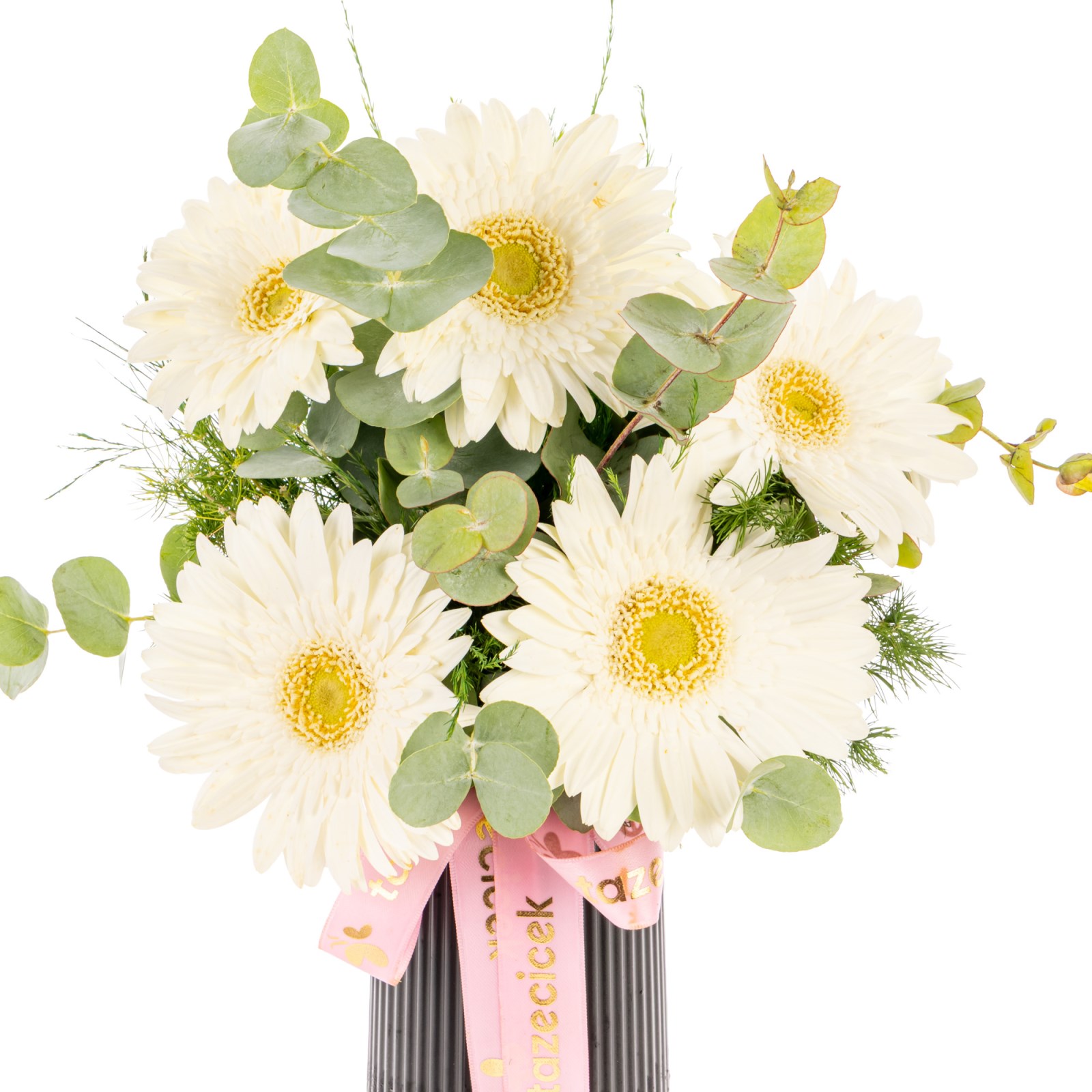 Soft Glow Beyaz Gerbera Vazosu