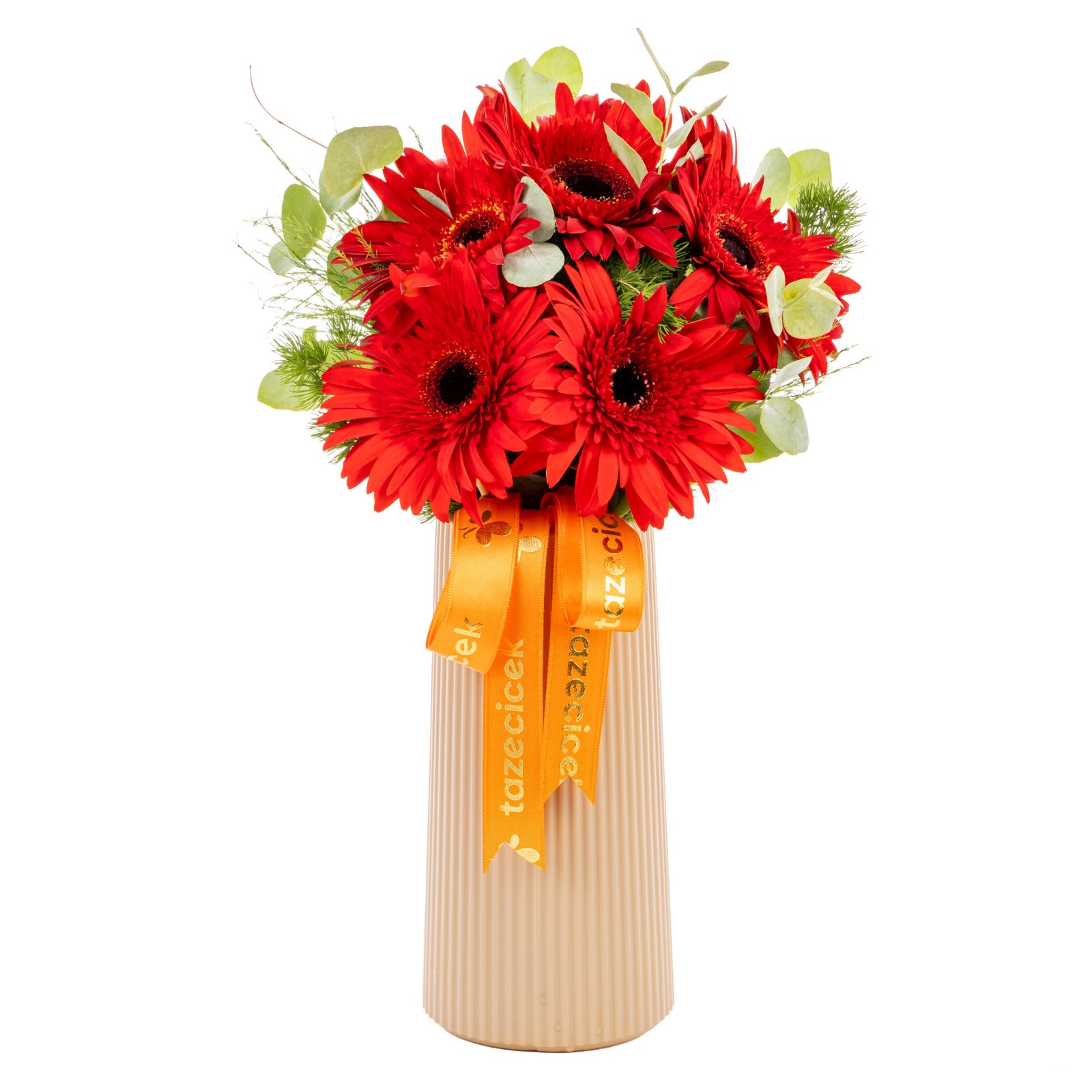 Crimson Flame Kırmızı Gerbera Vazosu