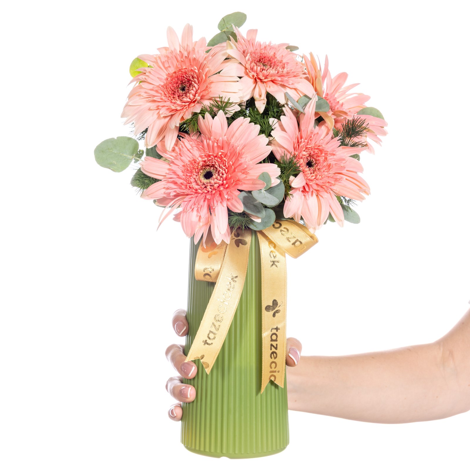 Peach Whisper Pembe Gerbera Vazosu