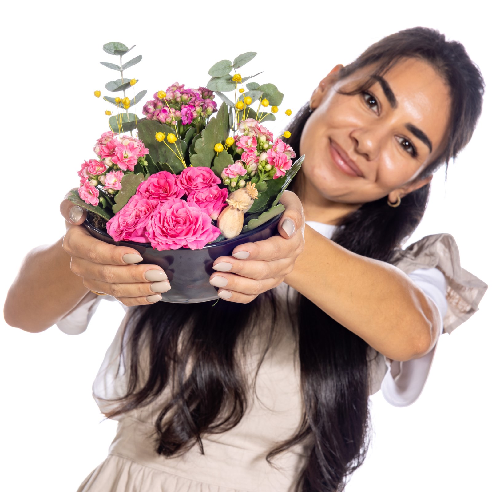Pink Garden Gül & Kalanşo Aranjmanı