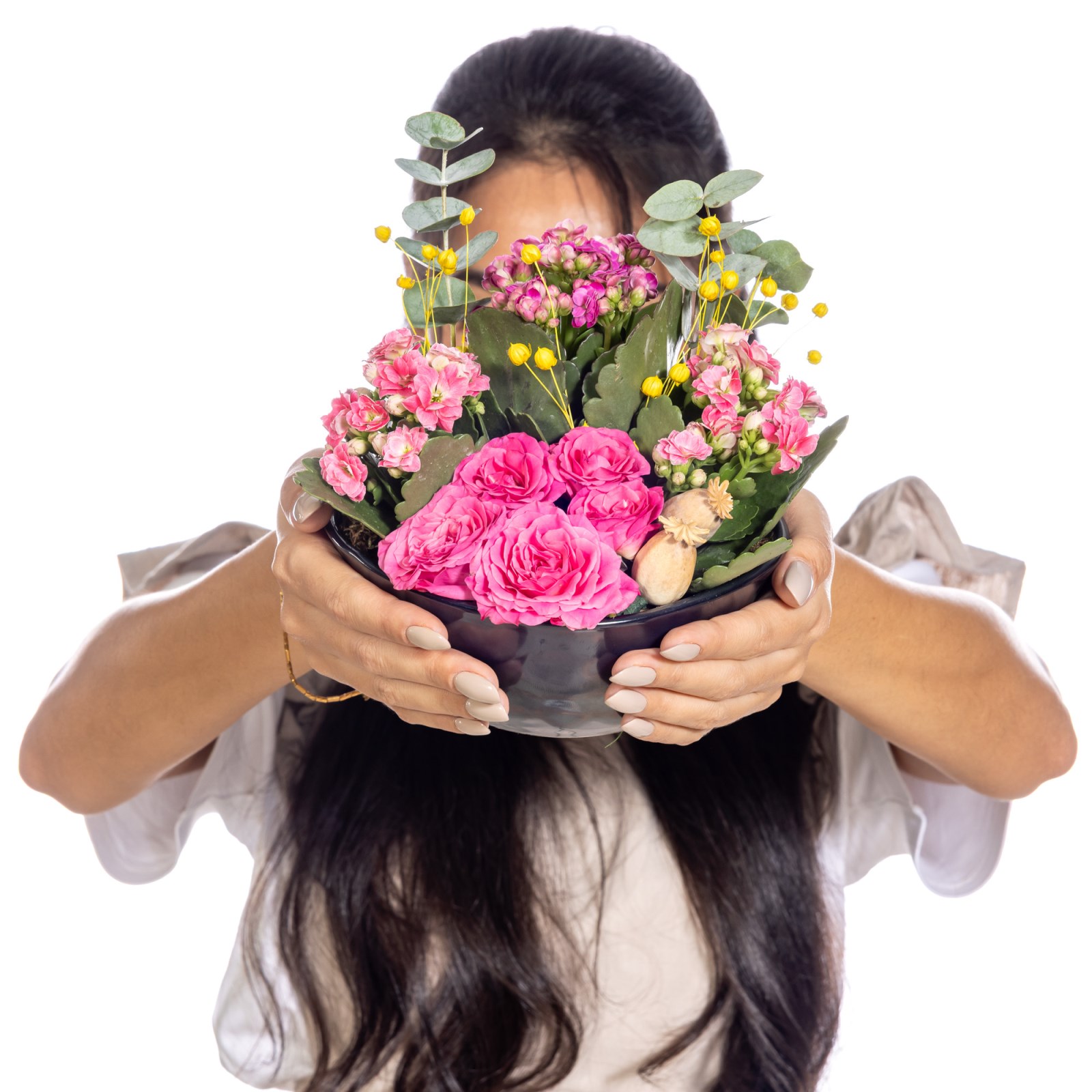 Pink Garden Gül & Kalanşo Aranjmanı