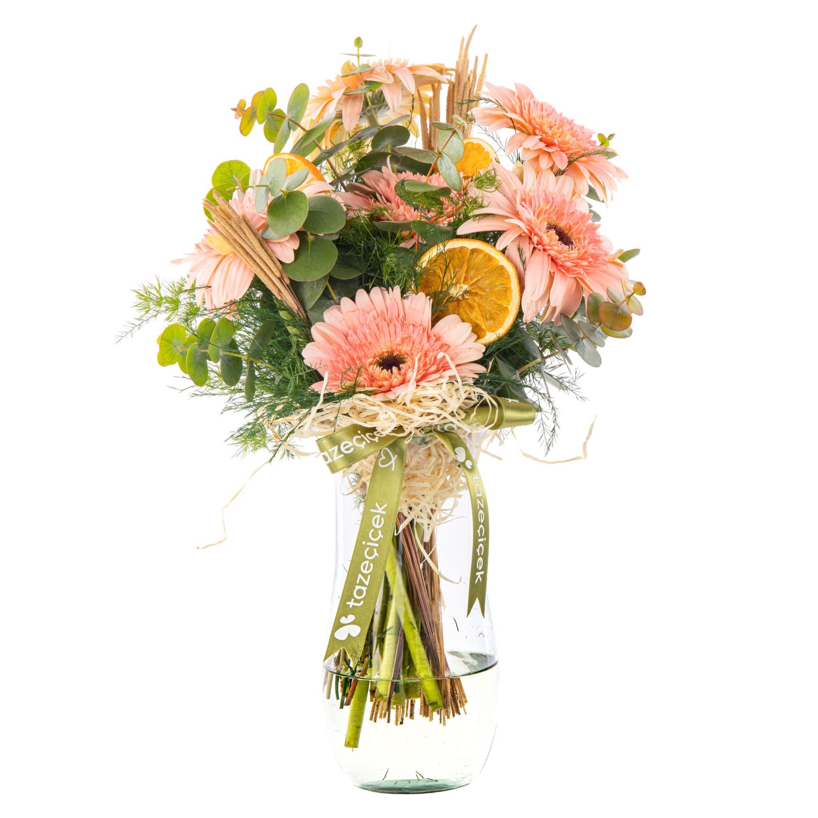 Soft Peach Gerbera Vazosu