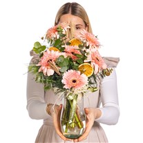 Soft Peach Gerbera Vazosu