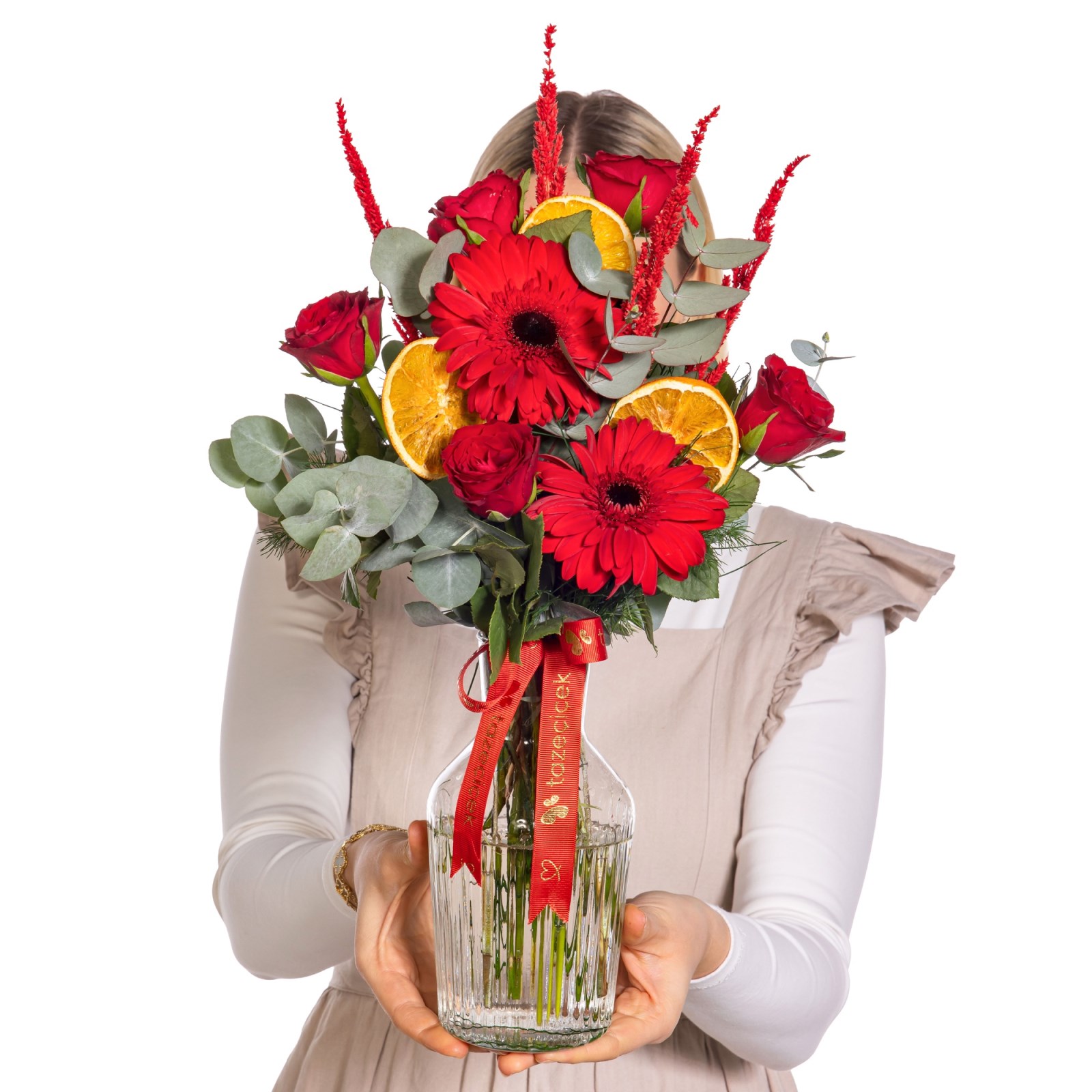 Red Passion Gül & Vazoda Gerberalar