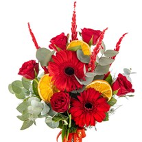 Red Passion Gül & Vazoda Gerberalar