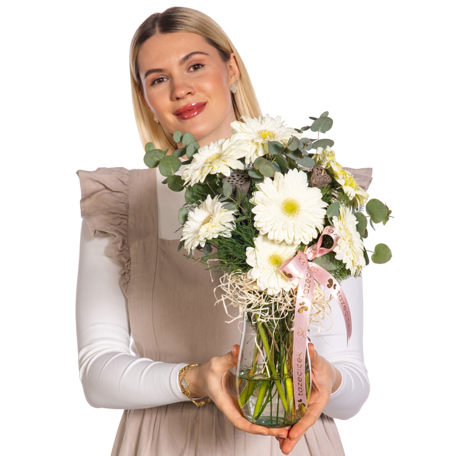 Pure Touch Vazoda Beyaz Gerbera