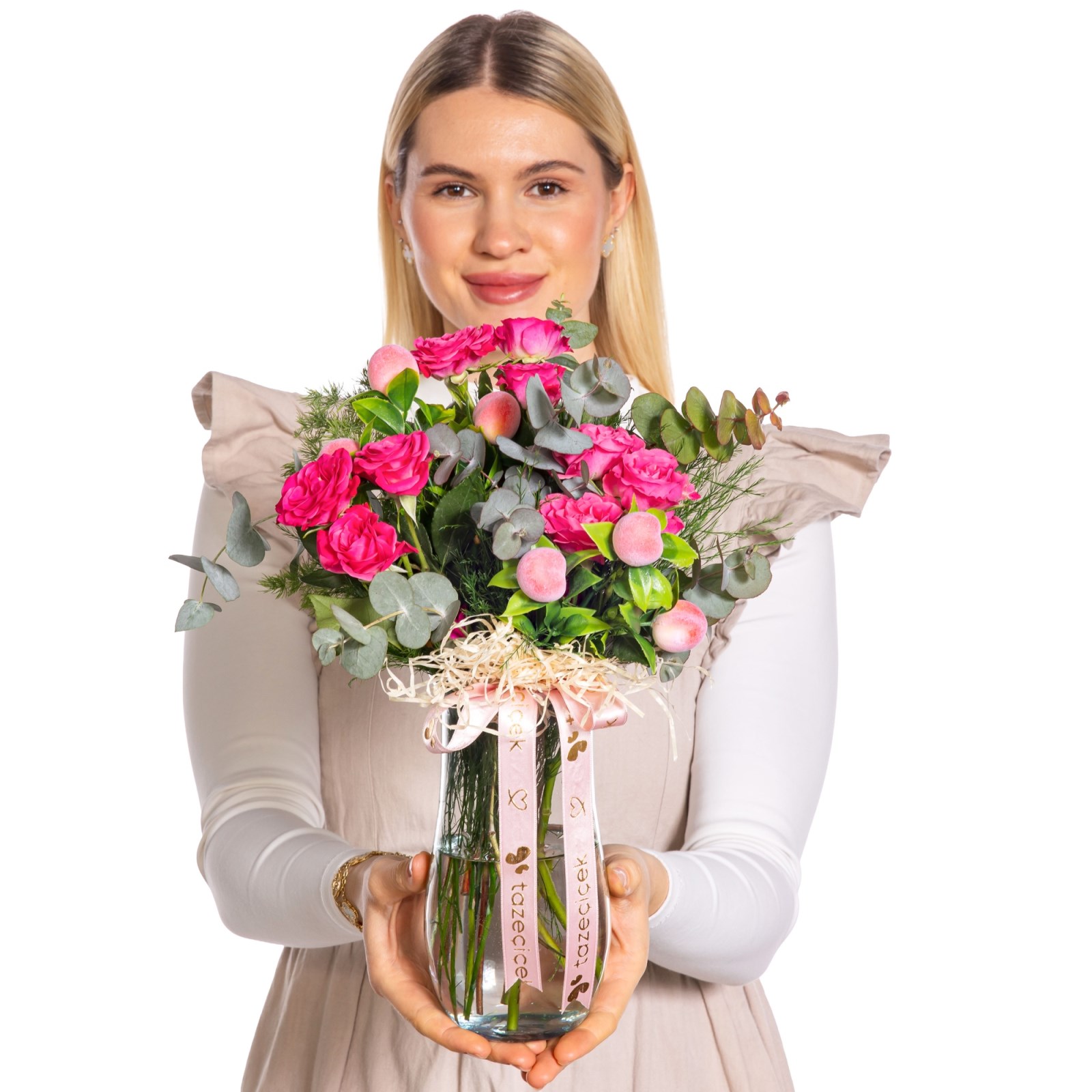 Sweet Peach Vazoda Pembe Gül