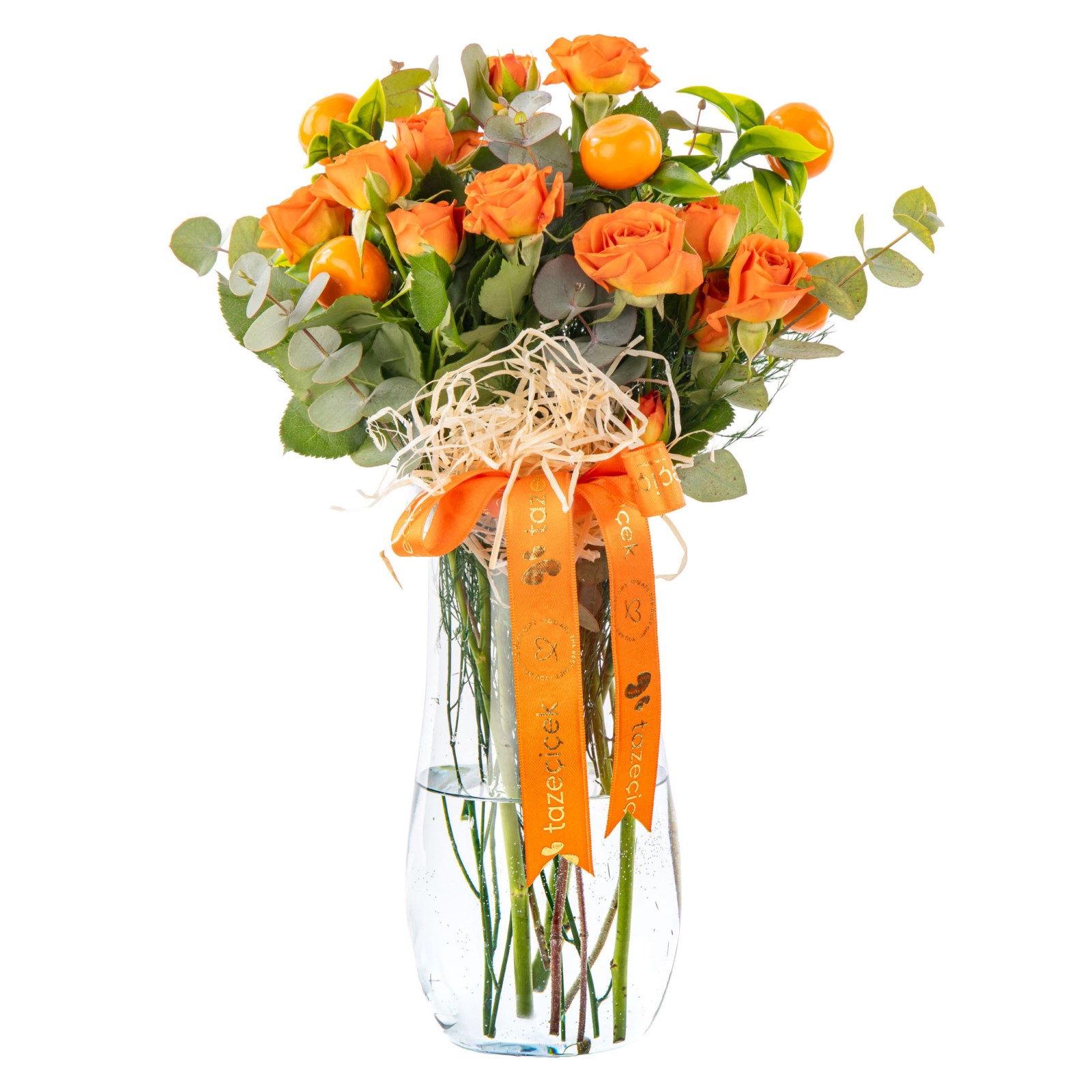 Orange Joy Vazoda Turuncu Gül