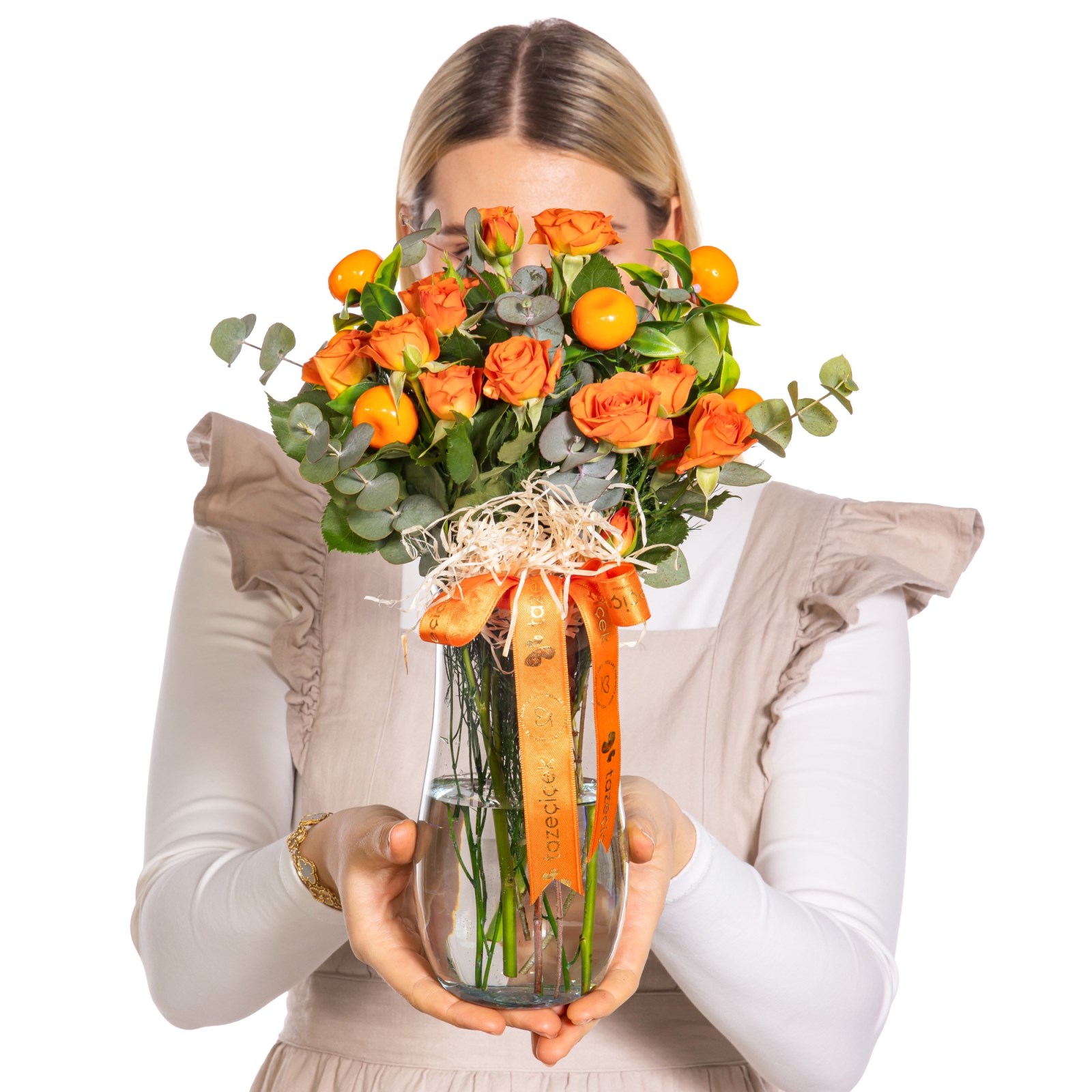 Orange Joy Vazoda Turuncu Gül