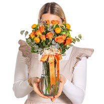 Orange Joy Vazoda Turuncu Gül