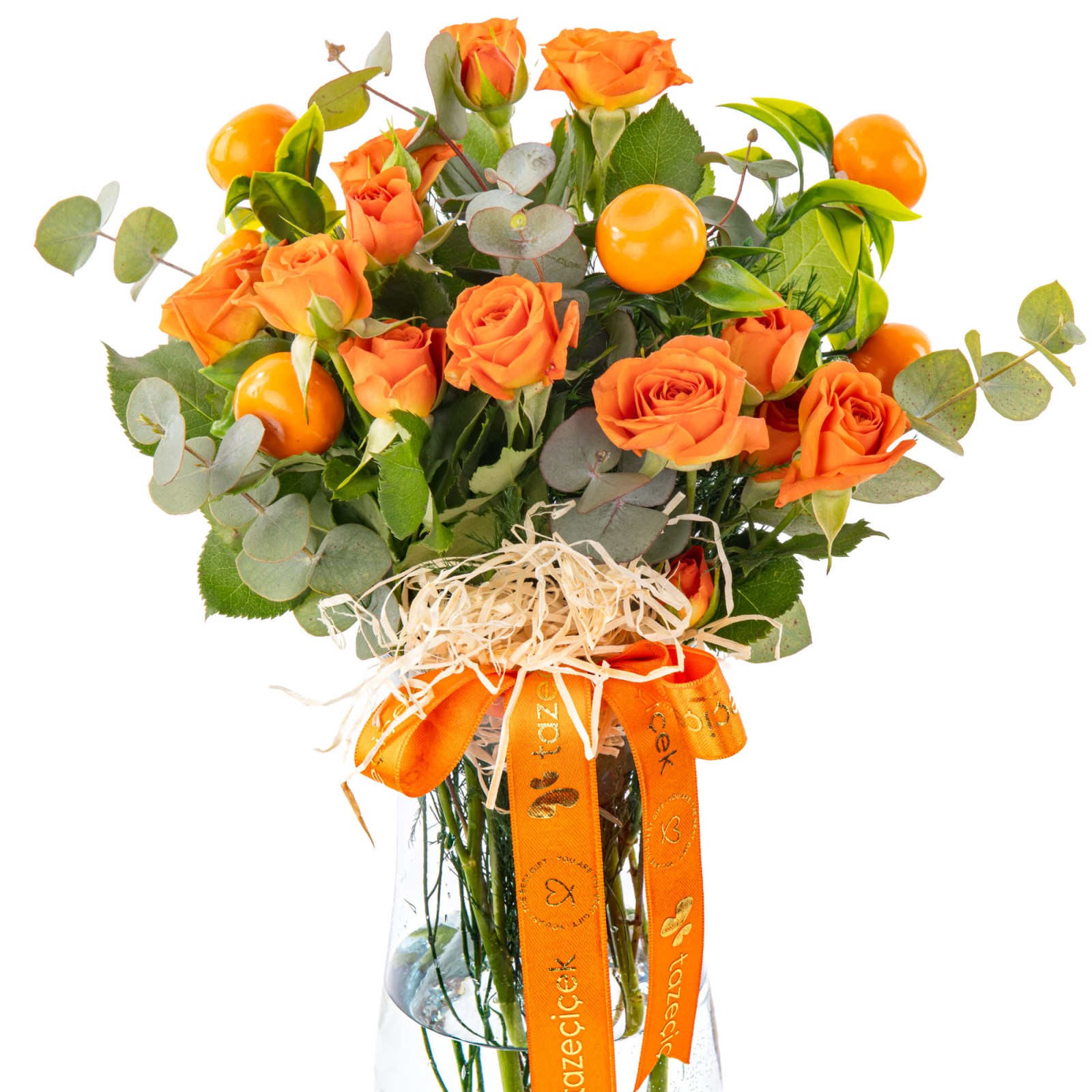 Orange Joy Vazoda Turuncu Gül