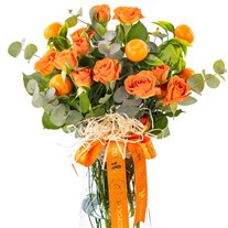 Orange Joy Vazoda Turuncu Gül