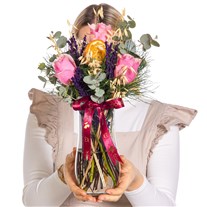 Soft Lavender Vazoda Pembe Gül