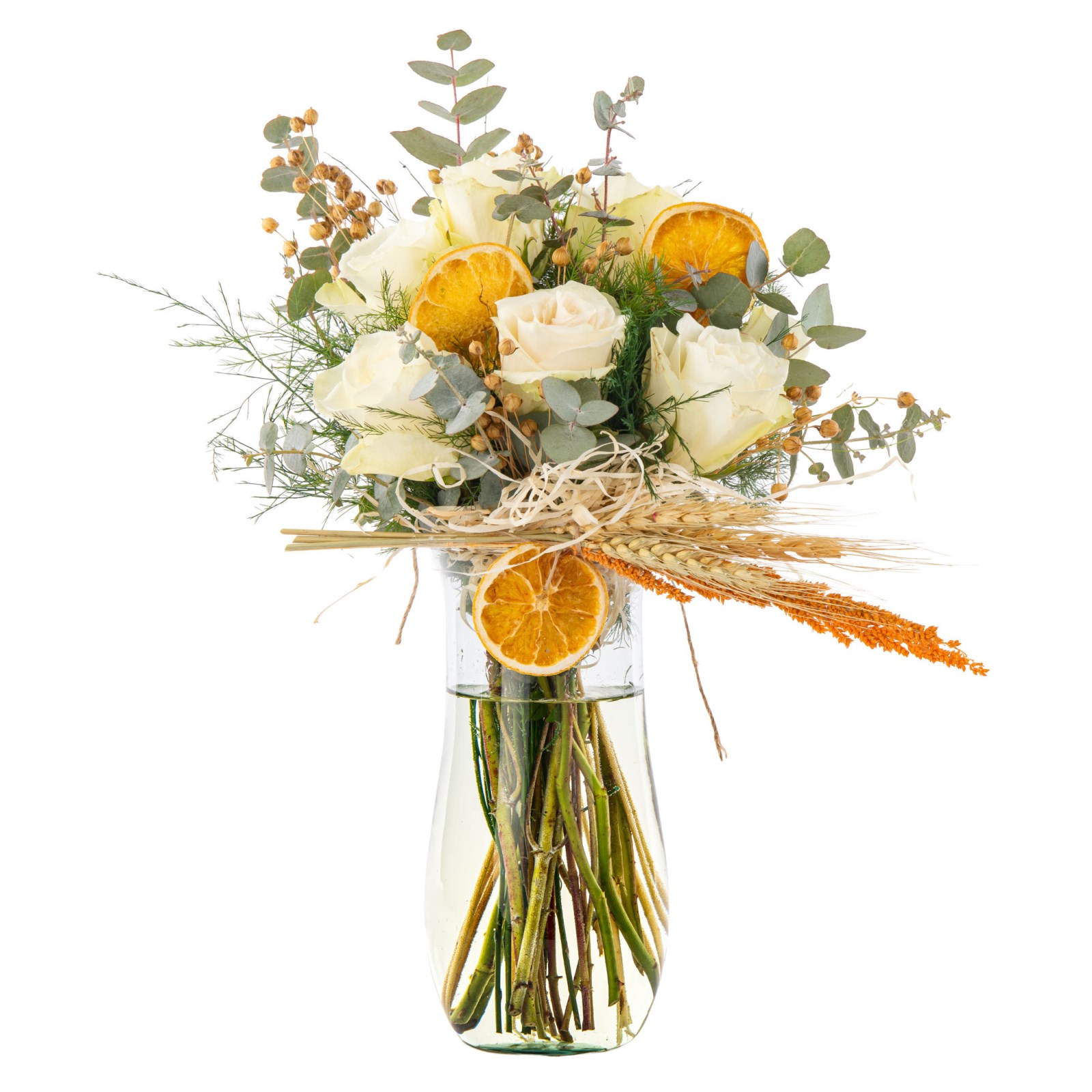 Pure Orange Vazoda Beyaz Gül