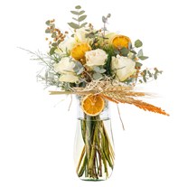 Pure Orange Vazoda Beyaz Gül