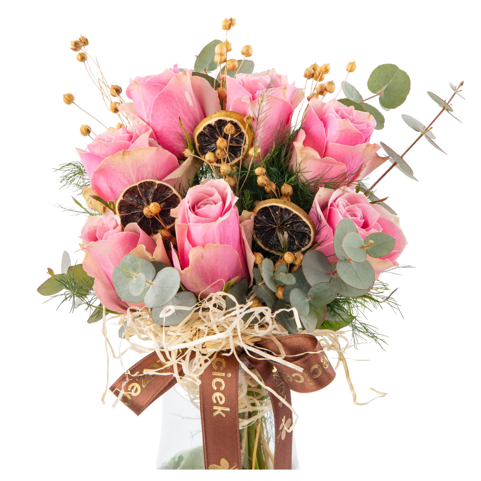 Pink Citrus Vazoda Pembe Gül